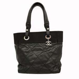 CHANEL Black Leather Tote Bag